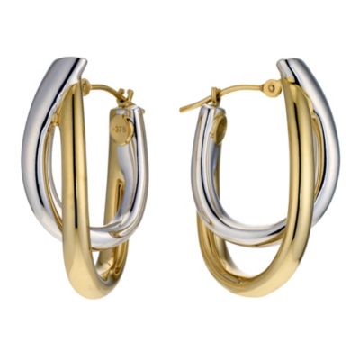 9ct two tone gold double creole large earrings - Product number 8196826