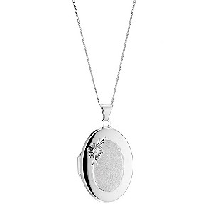 9ct white gold oval diamond flower locket - Product number 8196982