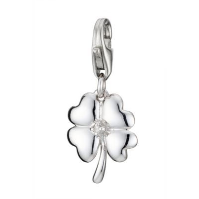 9ct white gold & diamond four leaf clover - Product number 8197334