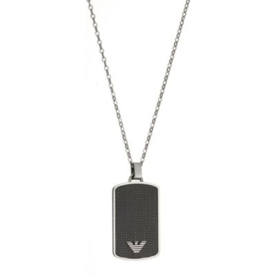 Emporio Armani men's carbon fibre dog tag necklace - Product number 8197490