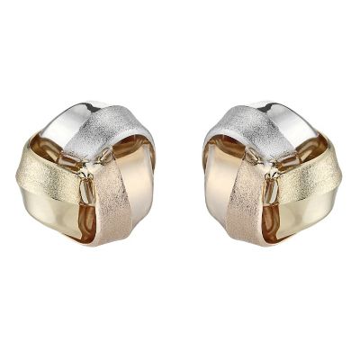 9ct white, yellow and rose gold knot stud earrings - Product number 8199418