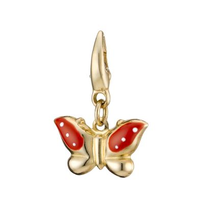 9ct yellow gold enamel red butterfly shoe charm - Product number 8199582