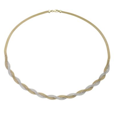 9ct gold two colour twist woven necklace