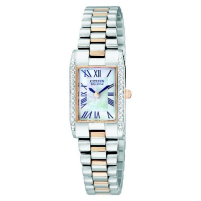 Citizen Eco-Drive ladies' stone set two colour stainless steel bracelet watch - Product number 8199906