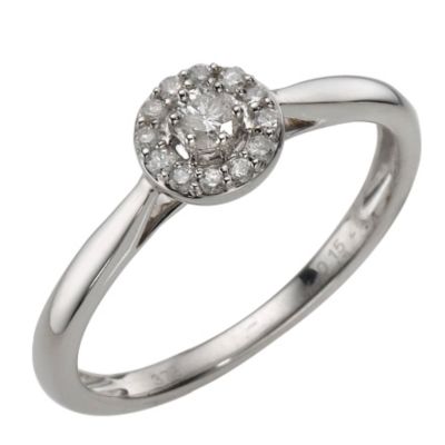 9ct White Gold 15pt Diamond Halo Cluster Ring - Product number 8200874