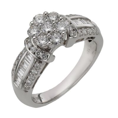 18ct white gold 1 carat diamond flower cluster ring