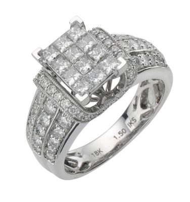 18ct white gold 1.5 carat diamond princess cut ring