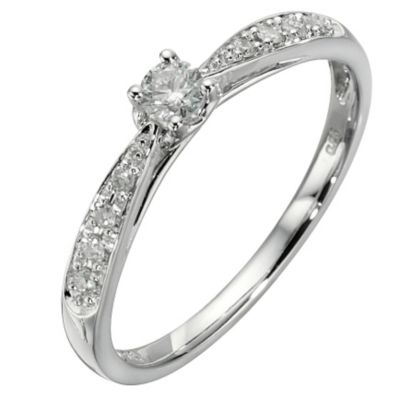 9ct white gold quarter carat diamond solitaire ring