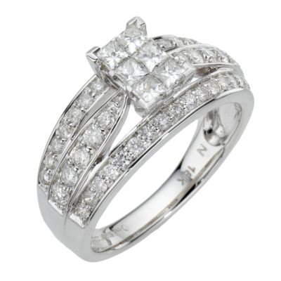 18ct white gold 1 carat diamond bridal ring