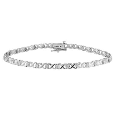 9ct white gold half carat diamond kiss tennis bracelet - Product number 8208360