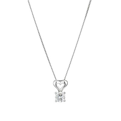 9ct white gold quarter carat diamond heart solitaire pendant - Product number 8208417