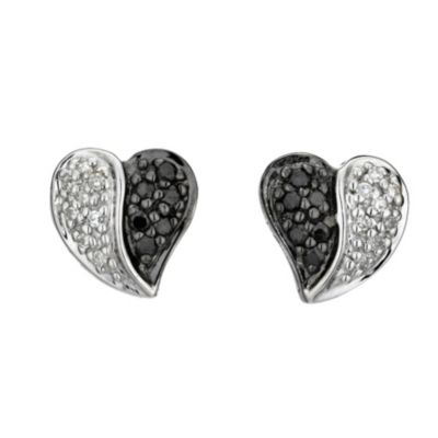 9ct White Gold Fifth Carat Black and White Diamond Earrings