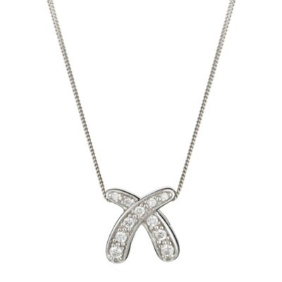 9ct white gold diamond kiss pendant - Product number 8208603