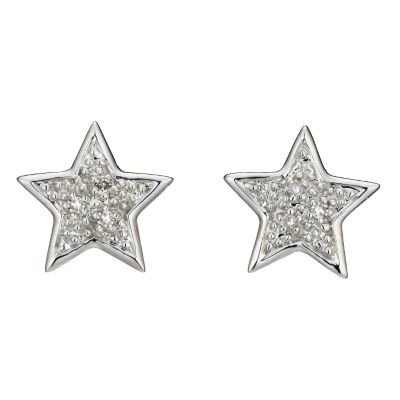 9ct white gold diamond star earrings - Product number 8208662