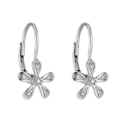 9ct white gold diamond set flower earrings - Product number 8208670