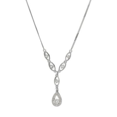 9ct white gold diamond vintage style pendant necklace - Product number 8208719