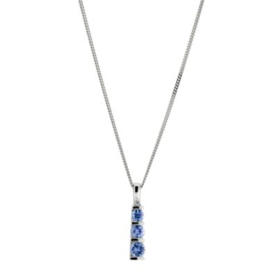 18ct white gold certified tanzanite trilogy pendant - Product number 8208778