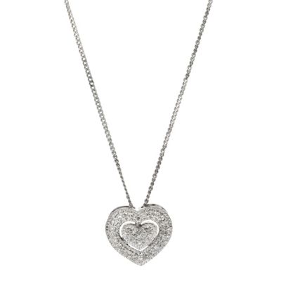 9ct white gold & diamond vintage style heart pendant - Product number 8208832