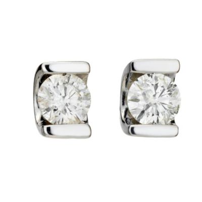 18ct white gold quarter carat diamond bar earrings - Product number 8208875