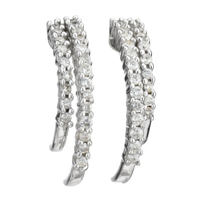 9ct white gold half carat diamonds hoop earrings - Product number 8208883