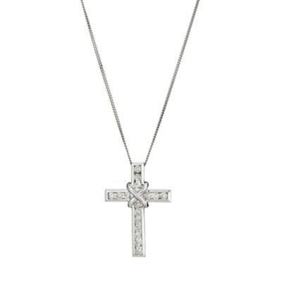 9ct white gold half carat diamond cross pendant - Product number 8208948