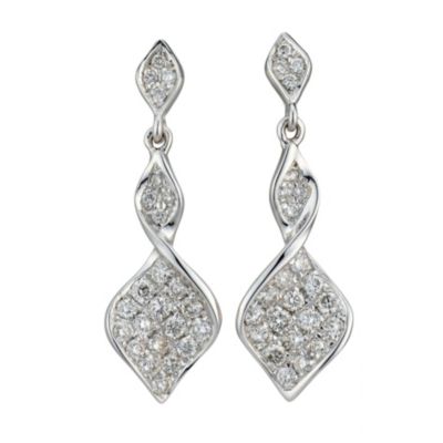 9ct white gold half carat diamond twist earrings - Product number 8209030