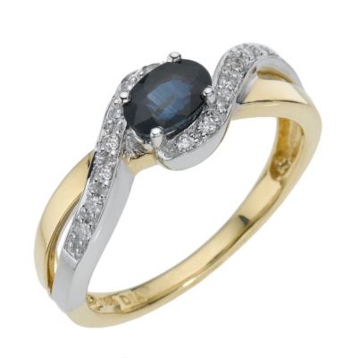 18ct two colour gold sapphire & diamond ring - Product number 8209596