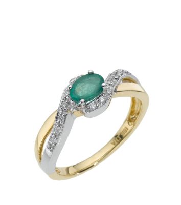 18ct two colour gold emerald 