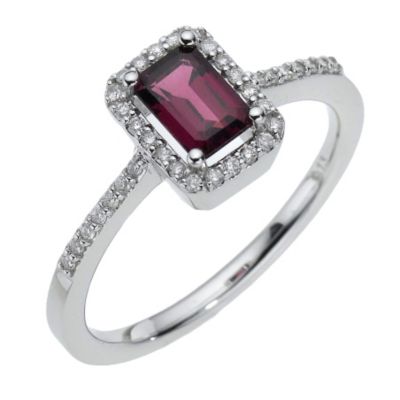 9ct white gold diamond & Brazilian garnet ring - Product number 8210136