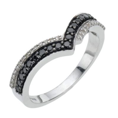 9ct White Gold Third Carat Black and White Diamond Ring