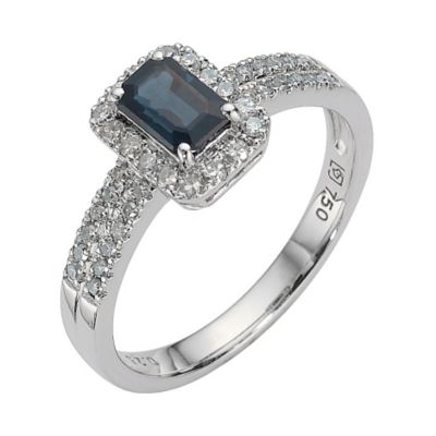 18ct white gold quarter carat diamond and sapphire ring