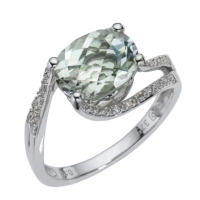 9ct white gold diamond & green quartz - Product number 8211442