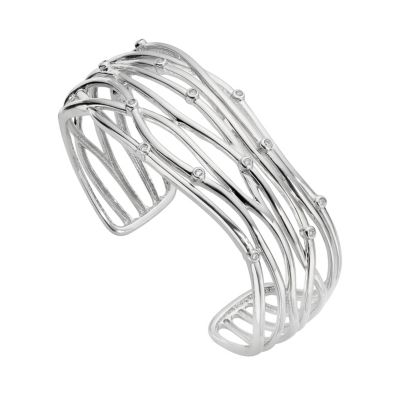 Sterling silver and diamond set scattered bangle - Product number 8213461