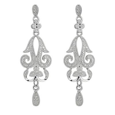 Sterling silver quarter carat diamond vintage drop earrings - Product number 8213526