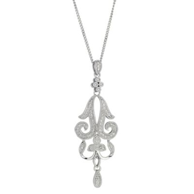 Sterling silver quarter carat diamond vintage style pendant - Product number 8213534