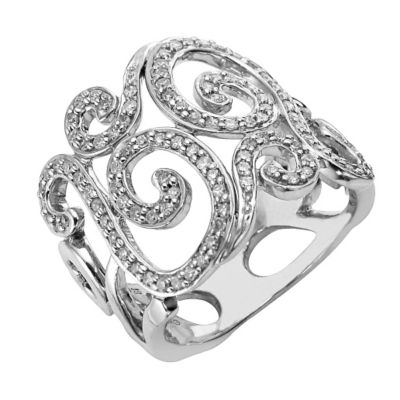 Sterling silver half carat diamond vintage style swirl ring