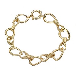 Eleganzia 9ct yellow gold twist and oval bracelet