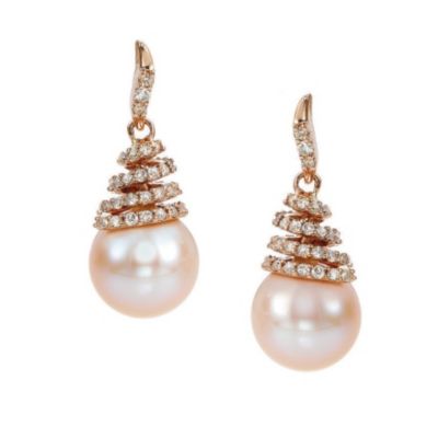 Le Vian 49pt diamond & pink freshwater pearl earrings - Product number 8215413