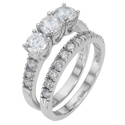 Platinum Plated Silver and Cubic Zirconia Bridal Set Small - Product number 8218420