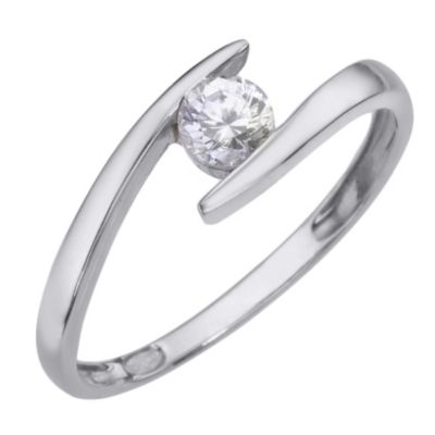 9ct White Gold Cubic Zirconia Inverted Kick Ring - Product number 8219737
