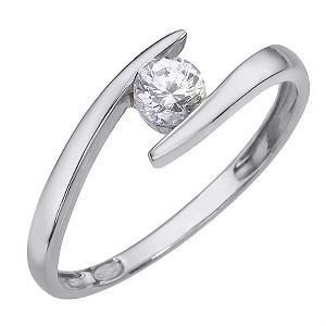 9ct White Gold Cubic Zirconia Inverted Kick Ring