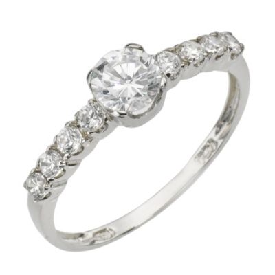 9ct White Gold Cubic Zirconia Half Eternity Ring