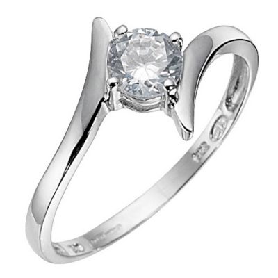 9ct White Gold Cubic Zirconia Ring