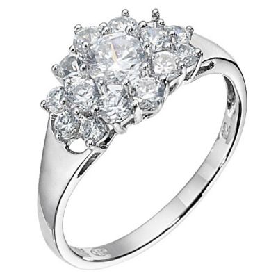 9ct White Gold Cubic Zirconia Cluster Ring - Product number 8222312