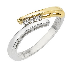 sterling Silver 9ct Yellow Gold Cubic Zirconia