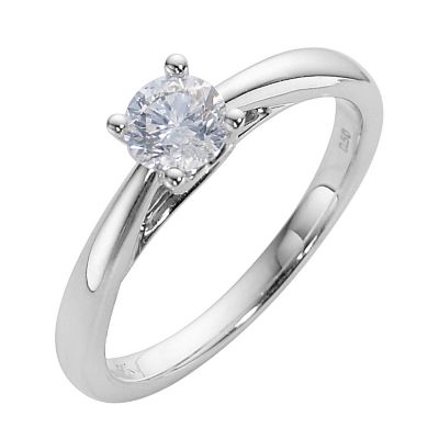 9ct white gold half carat diamond solitaire ring