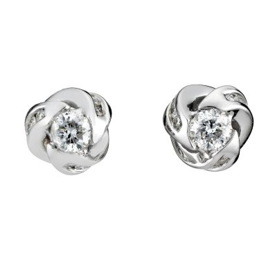 9ct white gold half carat diamond twist stud earrings - Product number 8224242