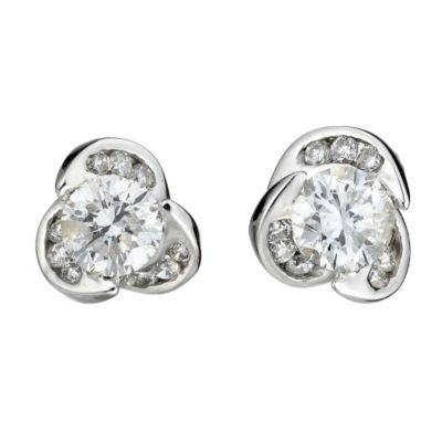 9ct white gold half carat diamond twist stud earrings - Product number 8224250