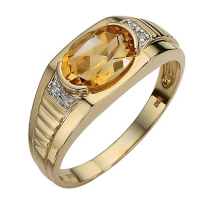 9ct Gold Citrine and Diamond Ring - Product number 8224285