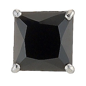 9ct White Gold Men's Square Black Cubic Zirconia Earring 6mm9ct White Gold Men's Square Black Cubic